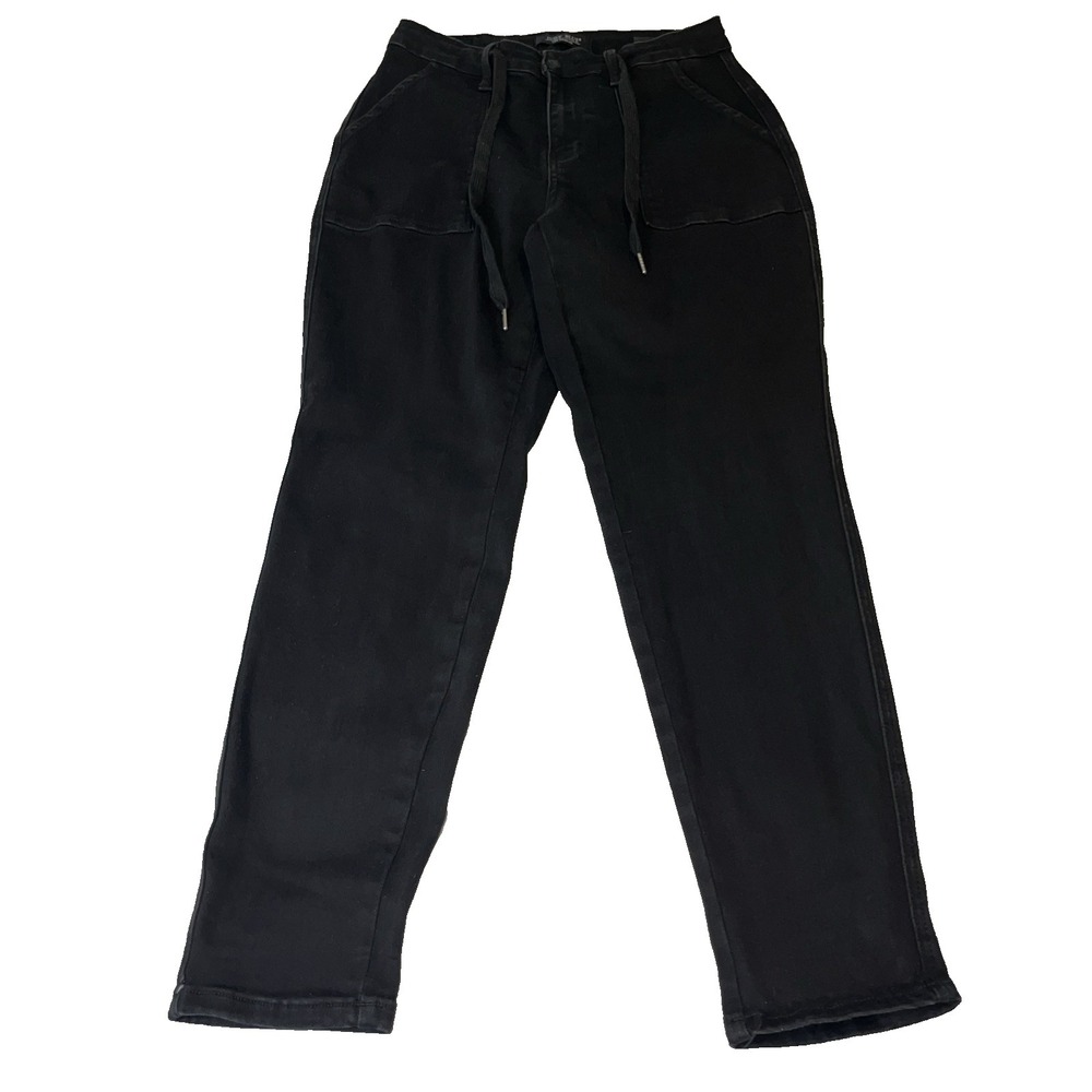 Judy Blue Jogger Jeans Womens 11/30 Black Stretch Denim Tapered Leg Drawstring